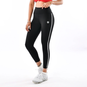 Women Gym Fitness Yoga Legging Black With White Side Strip