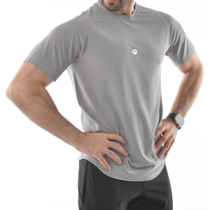 Men Gym Flex Fit Shirt Half Sleeves Light Grey