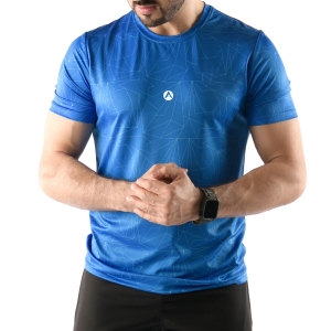 Men Gym Sublimation Shirt Half Sleeves Royal Blue With Geometric Pattern