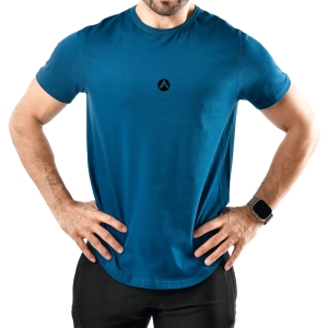 Men Gym Fit Fury Shirt Half Sleeves Blue With Round Neck