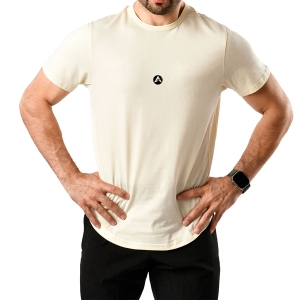 Men Gym Fit Fury Shirt Half Sleeves Off White With Round Neck