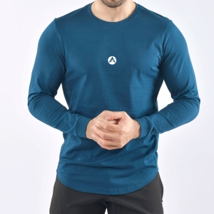 Men Gym Body Beast Shirt Full Sleeves Blue