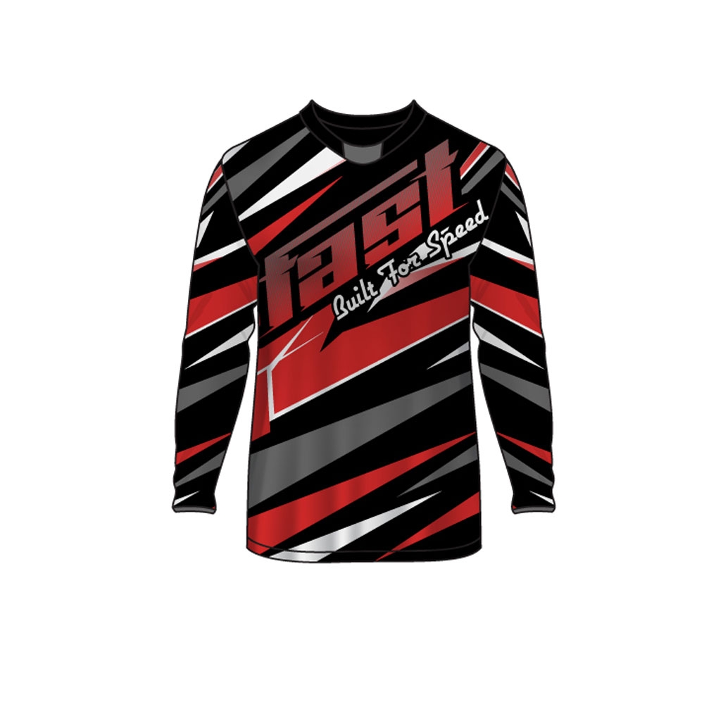 Men Cycling MTB Jersey Fast Built For Speed RedBlack