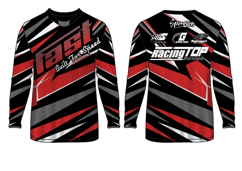 Men Cycling MTB Jersey Fast Built For Speed RedBlack1