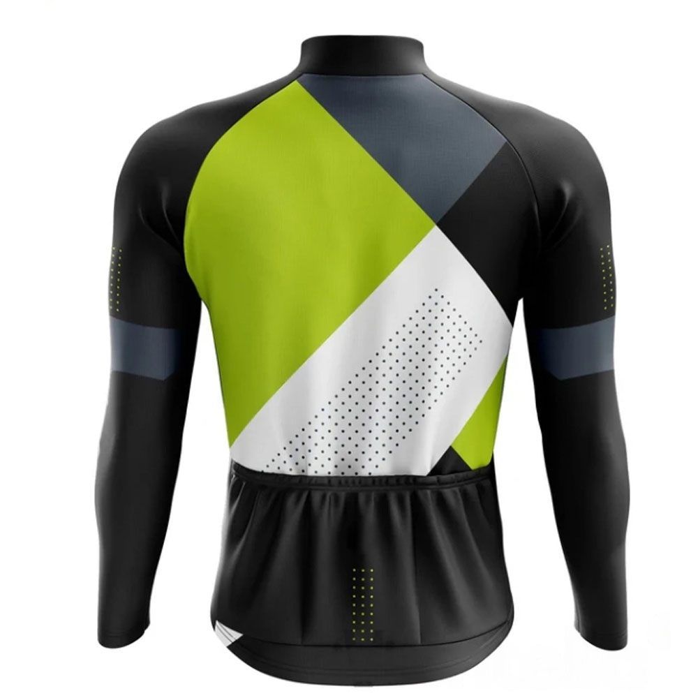 Men Cycling Jersey Full Sleeves Light Green/Black/White