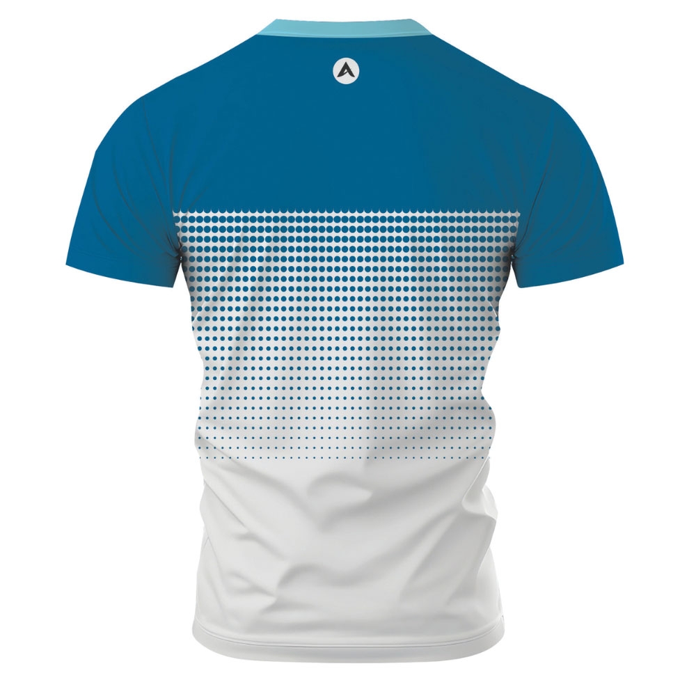 Men Cycling Tee Shirt Half Sleeves White/Blue With Blue Dots
