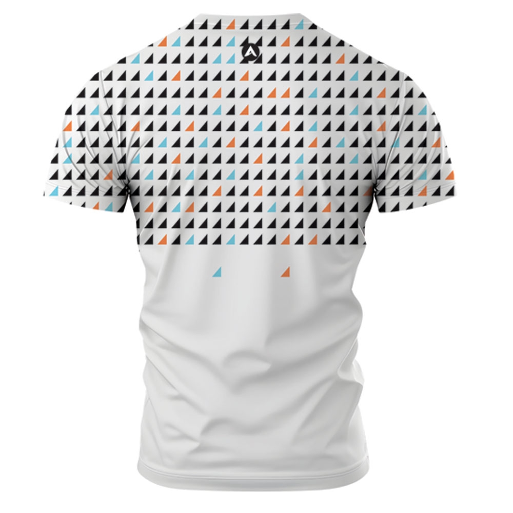 Men Cycling Tee Shirt Half Sleeves White With Geometric Chest