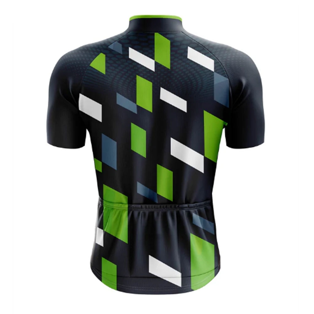 Men Cycling Jersey Half Sleeves Black With Falling Blocks Design
