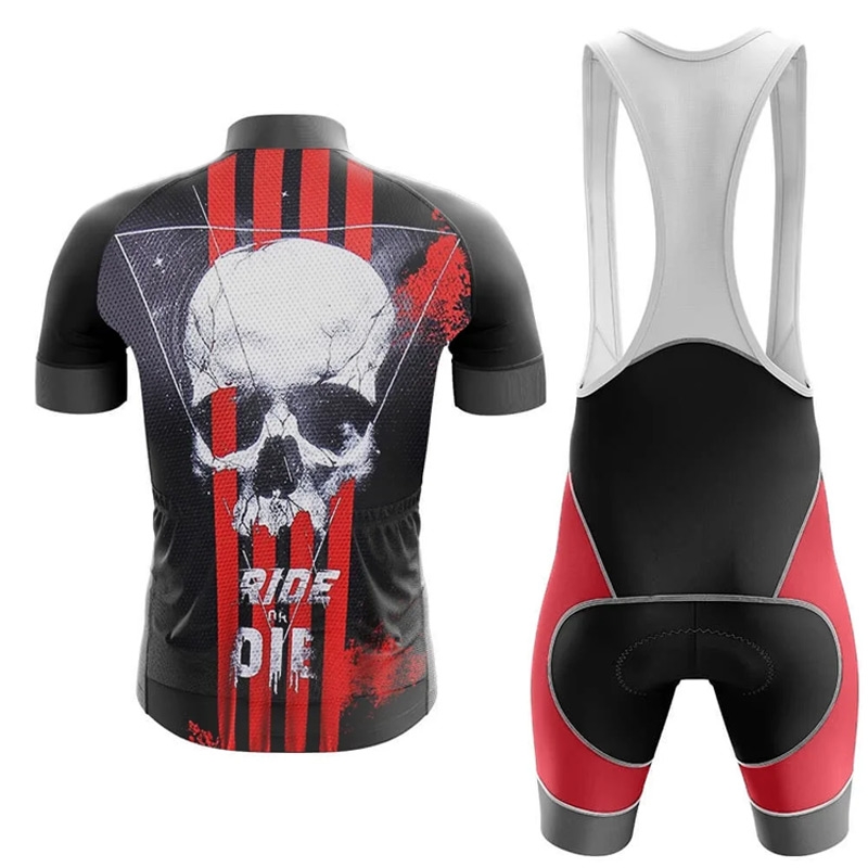 Men Cycling Uniform Black/Red With Skull Ride or Die