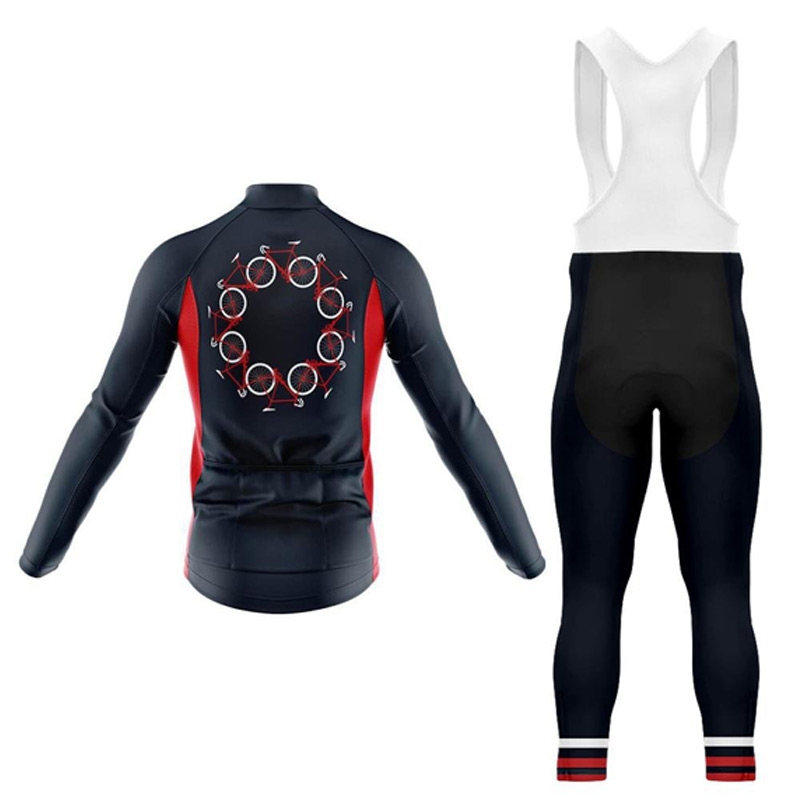 Men Cycling Long Set Uniform Black/Blue With Cycle Logo