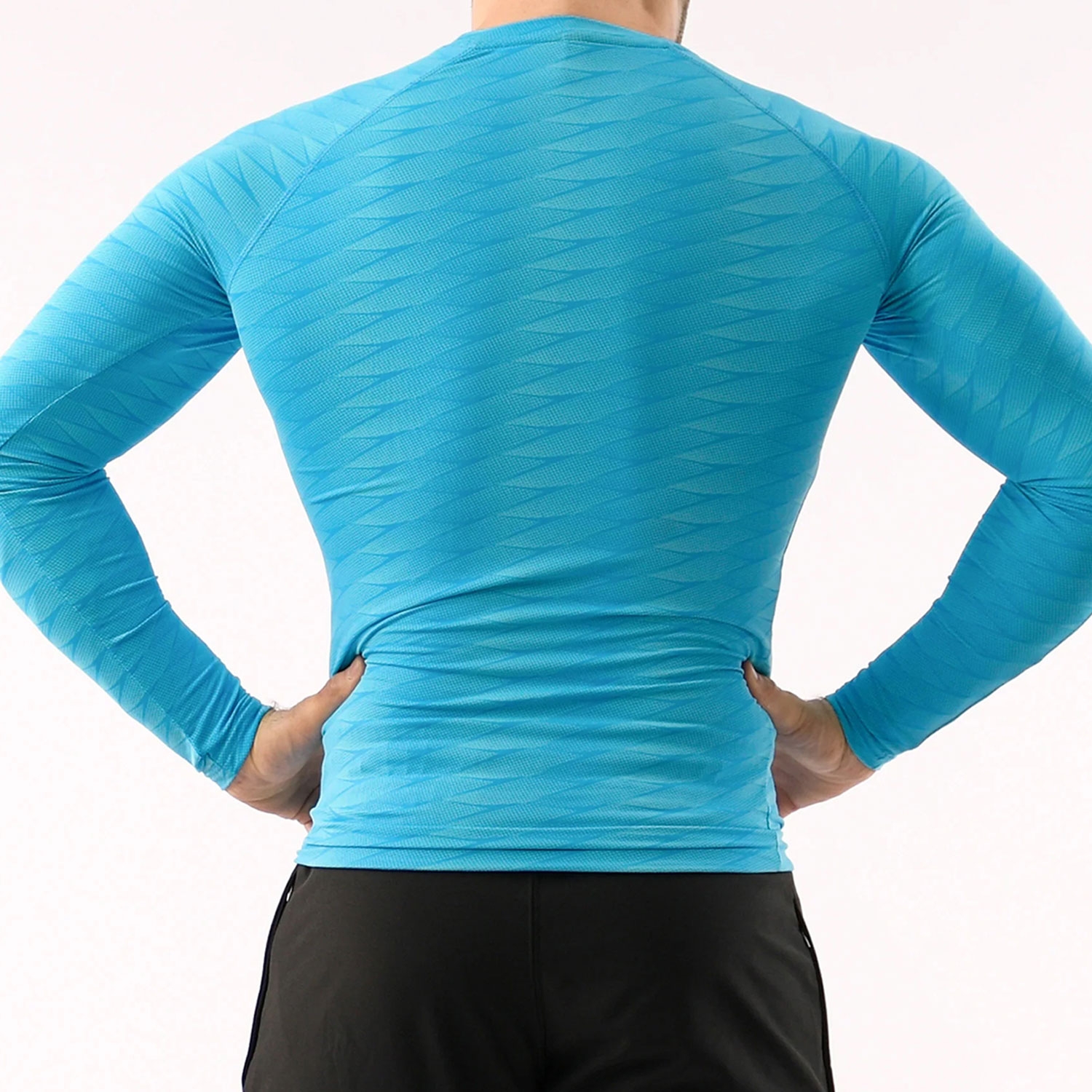 Geometric Design Men Gym Fitness Compression Shirt Full Sleeves Geometric Design