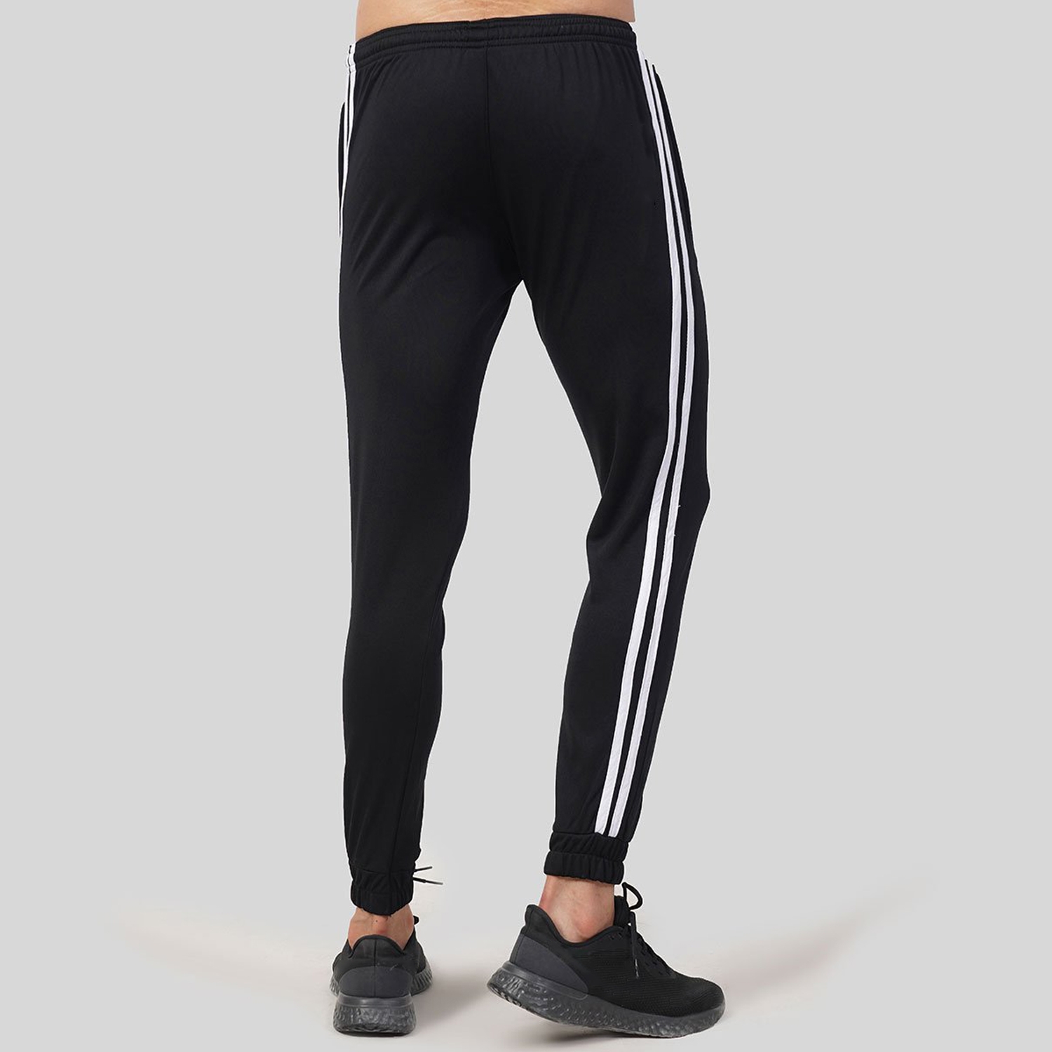 Men Gym Fitness Jogger Black With Double White Strips