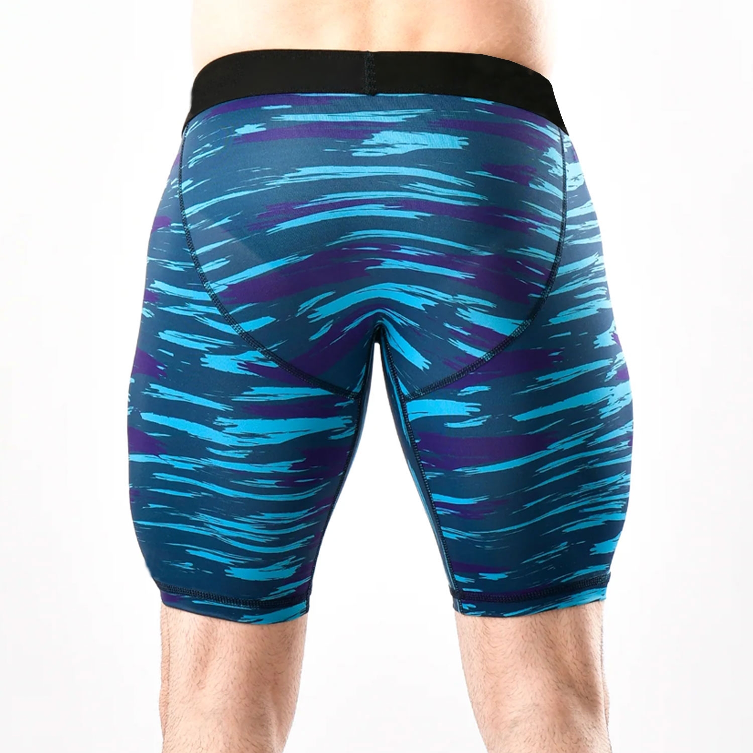 Apex Fit Men Gym Fitness Compression Short Blue Camo