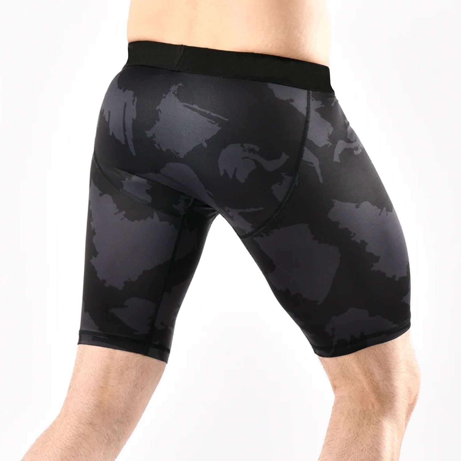 Apex Fit Men Gym Fitness Compression Short Black Camo
