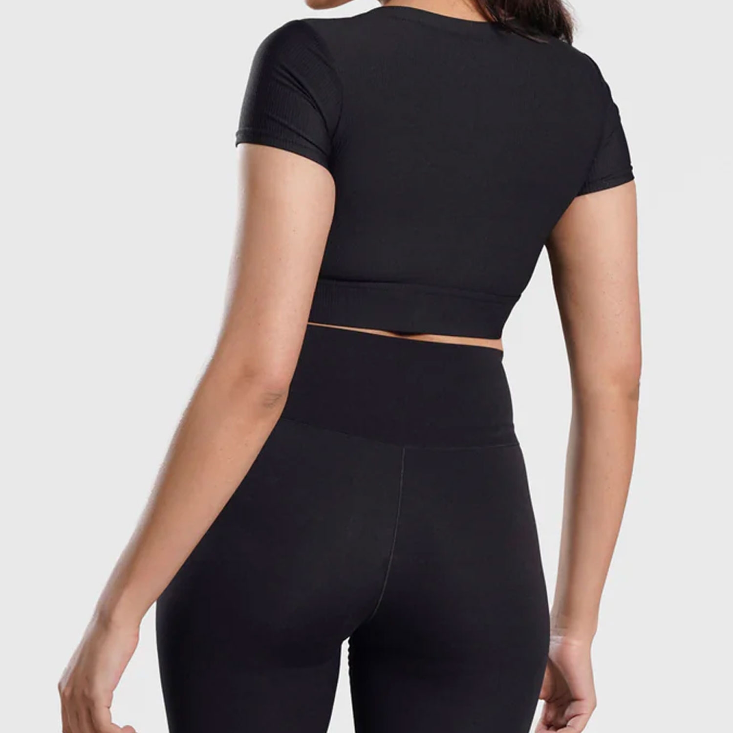 Easy Fit Women Gym Fitness Croptop Half Sleeves Black