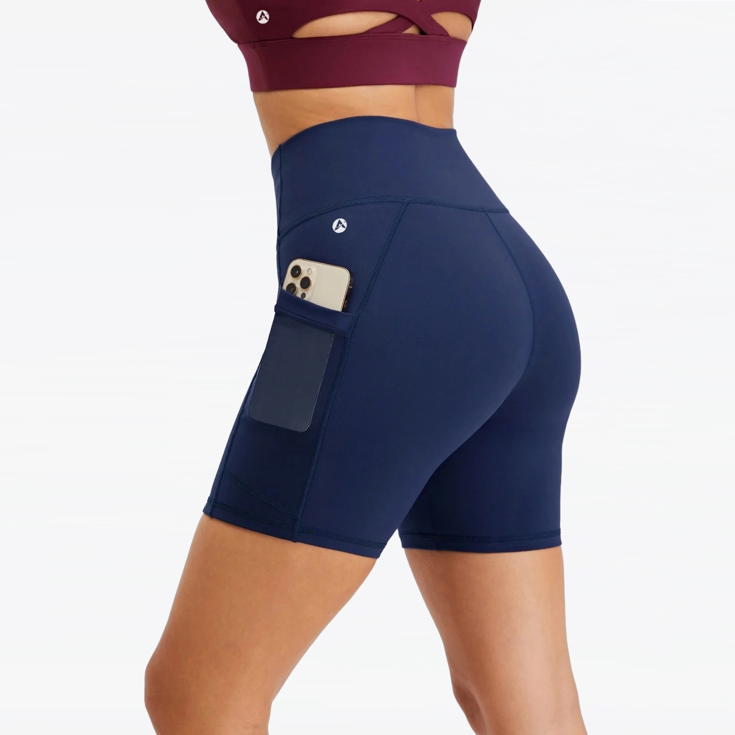 Women Gym Fitness Short Blue With Mesh Pocket1