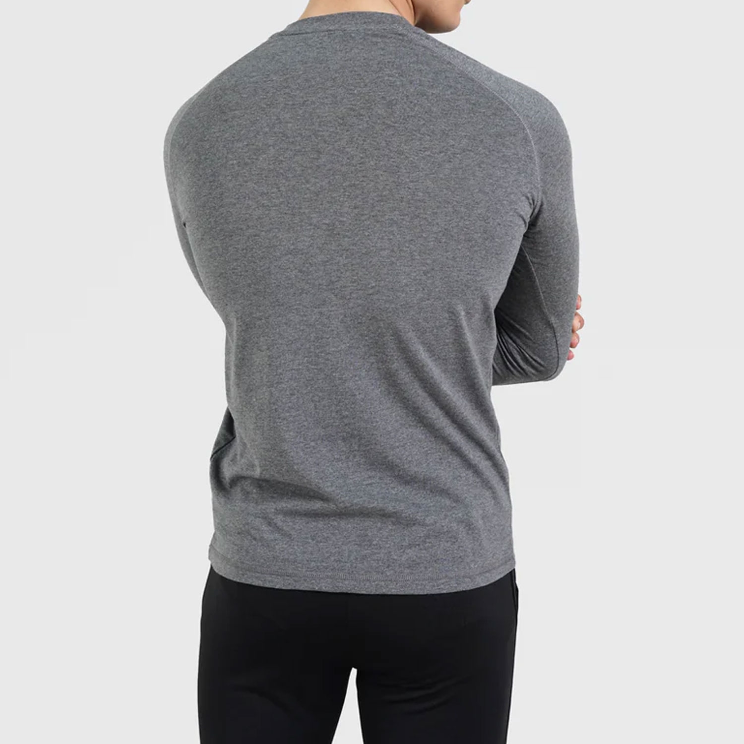 Men Gym Iron Fit Shirt Full Sleeves Light Grey