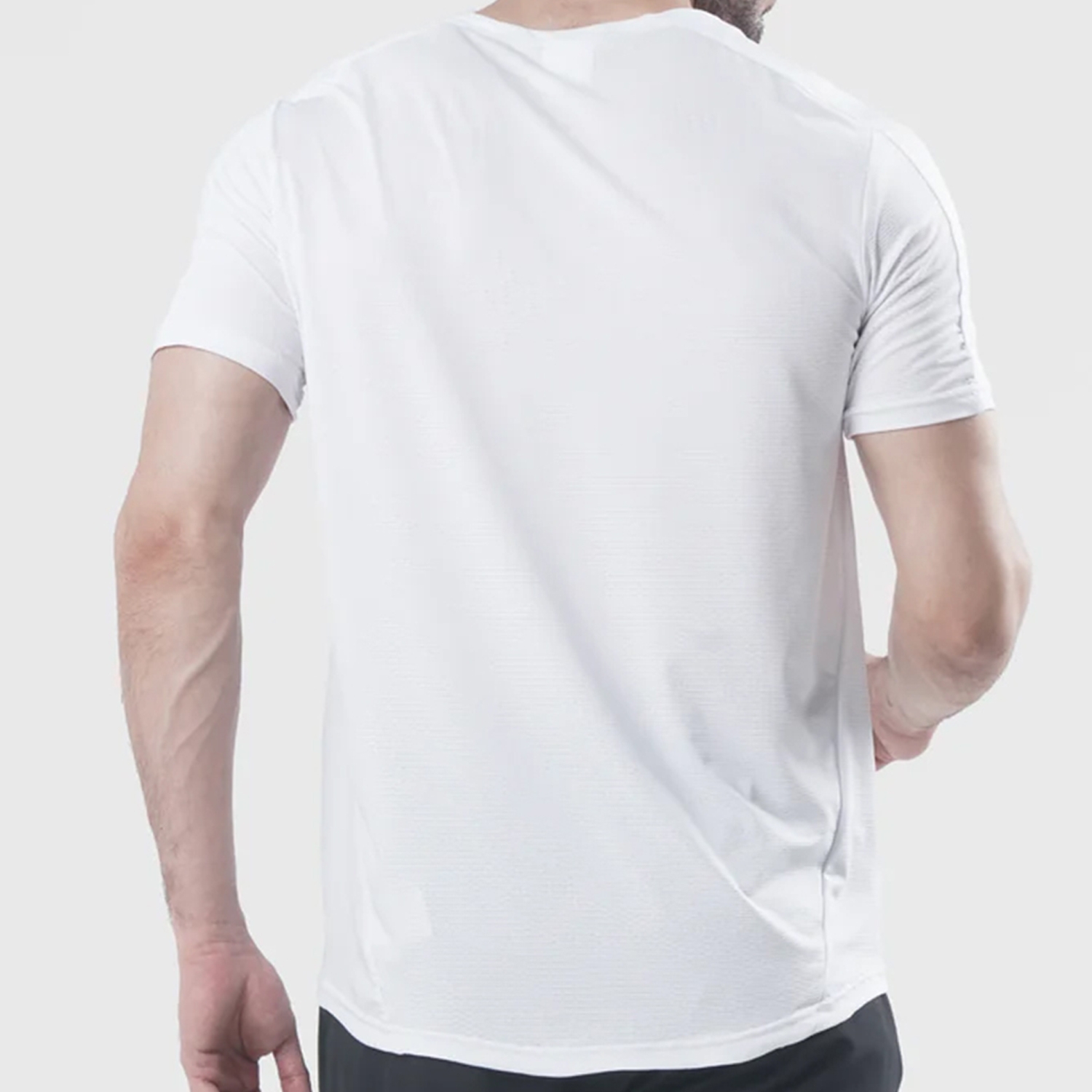 Men Gym Flex Fit Shirt Half Sleeves White