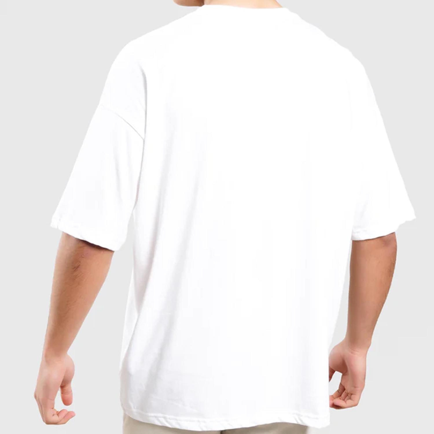 Men Gym Flow Fit Baggy Shirt Half Sleeves White