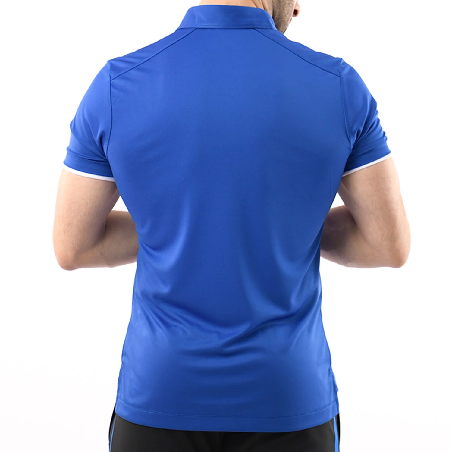 Men Gym Elite Ascend Polo Shirt Blue With White Button Strip