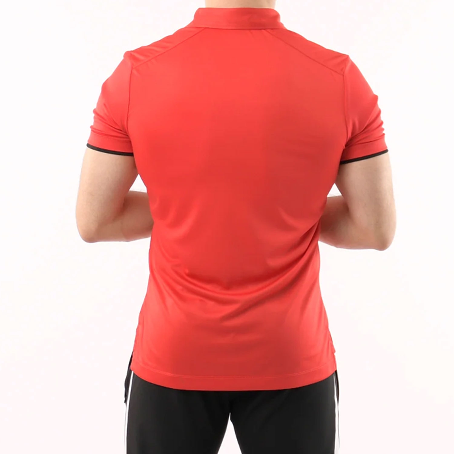 Men Gym Elite Ascend Polo Shirt Orange With Black Button Strip