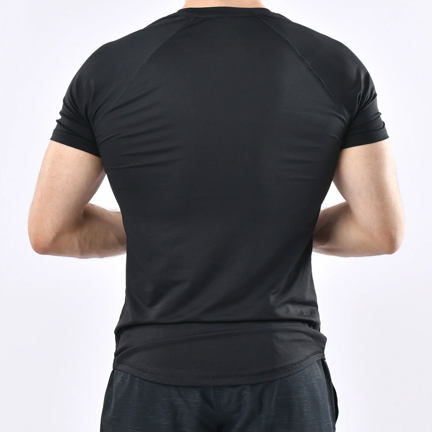 Men Gym Flex Fit Shirt Half Sleeve With Round Neck Black