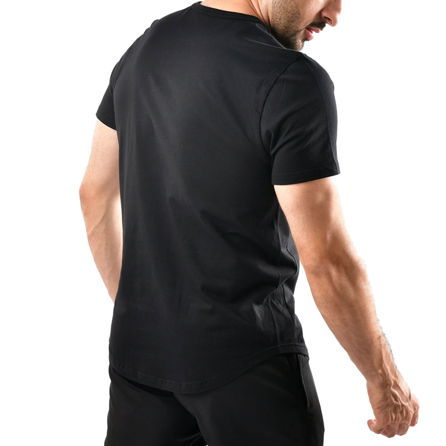 Men Gym Fit Fury Shirt Half Sleeves Black With Round Neck
