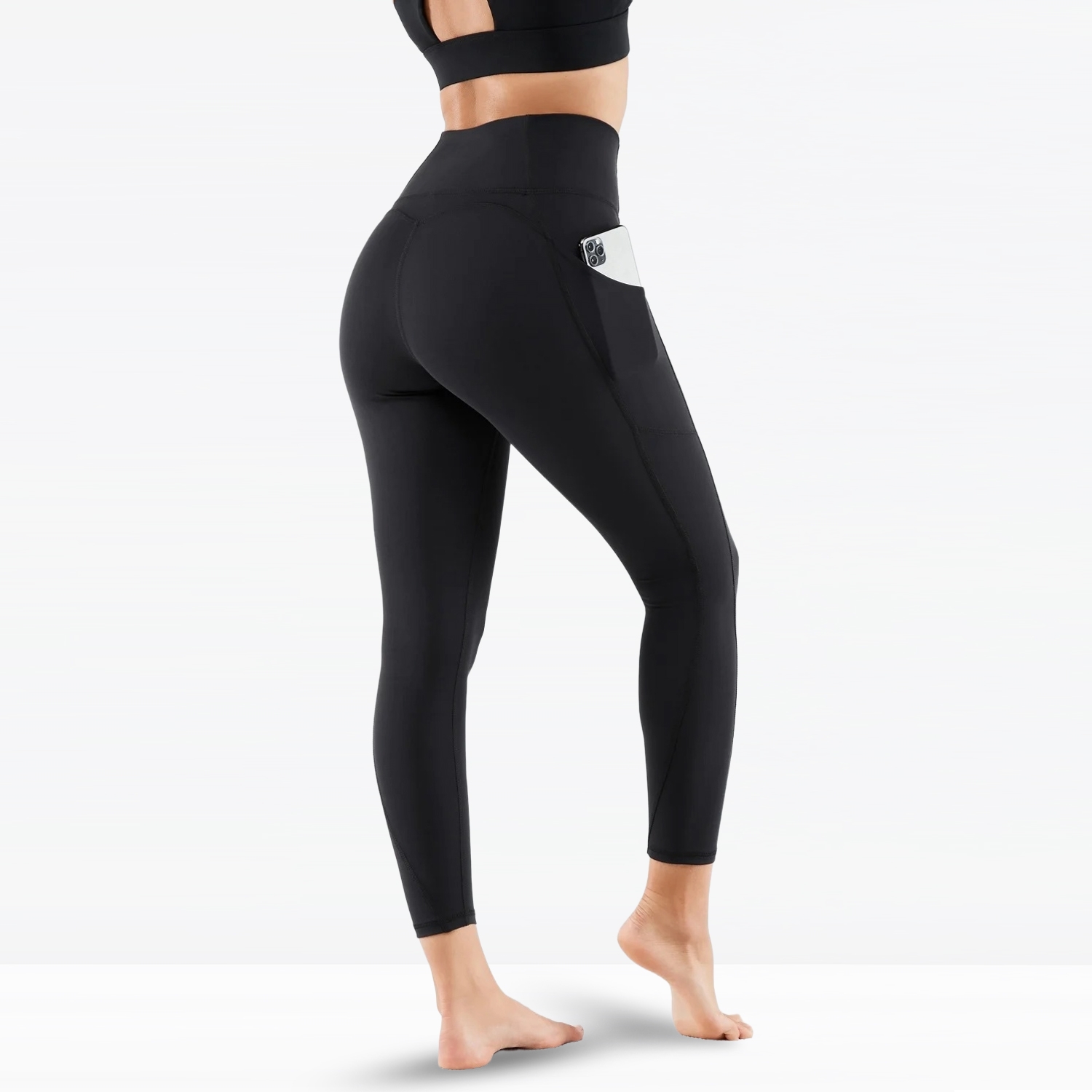 Women Gym Fitness Yoga Legging Black With Side Pockets1