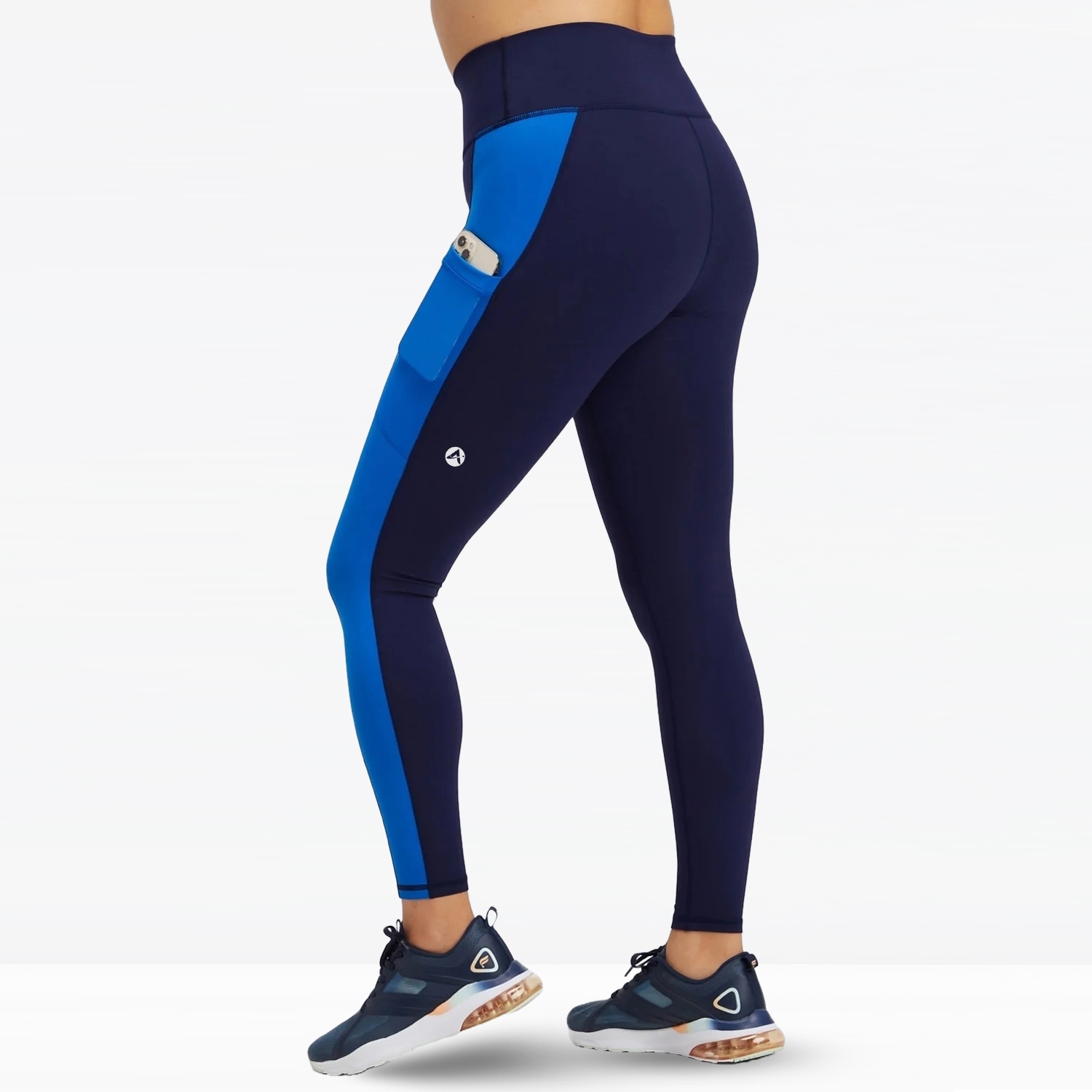 Women Gym Fitness Legging Blue With Royal Blue Side Panel and Pockets