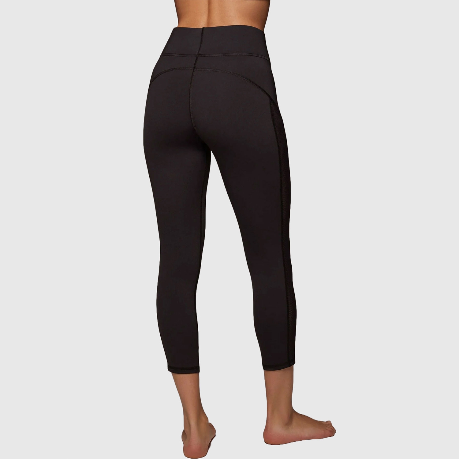Women Gym Fitness Yoga Capri Legging Black With Mesh Panel1