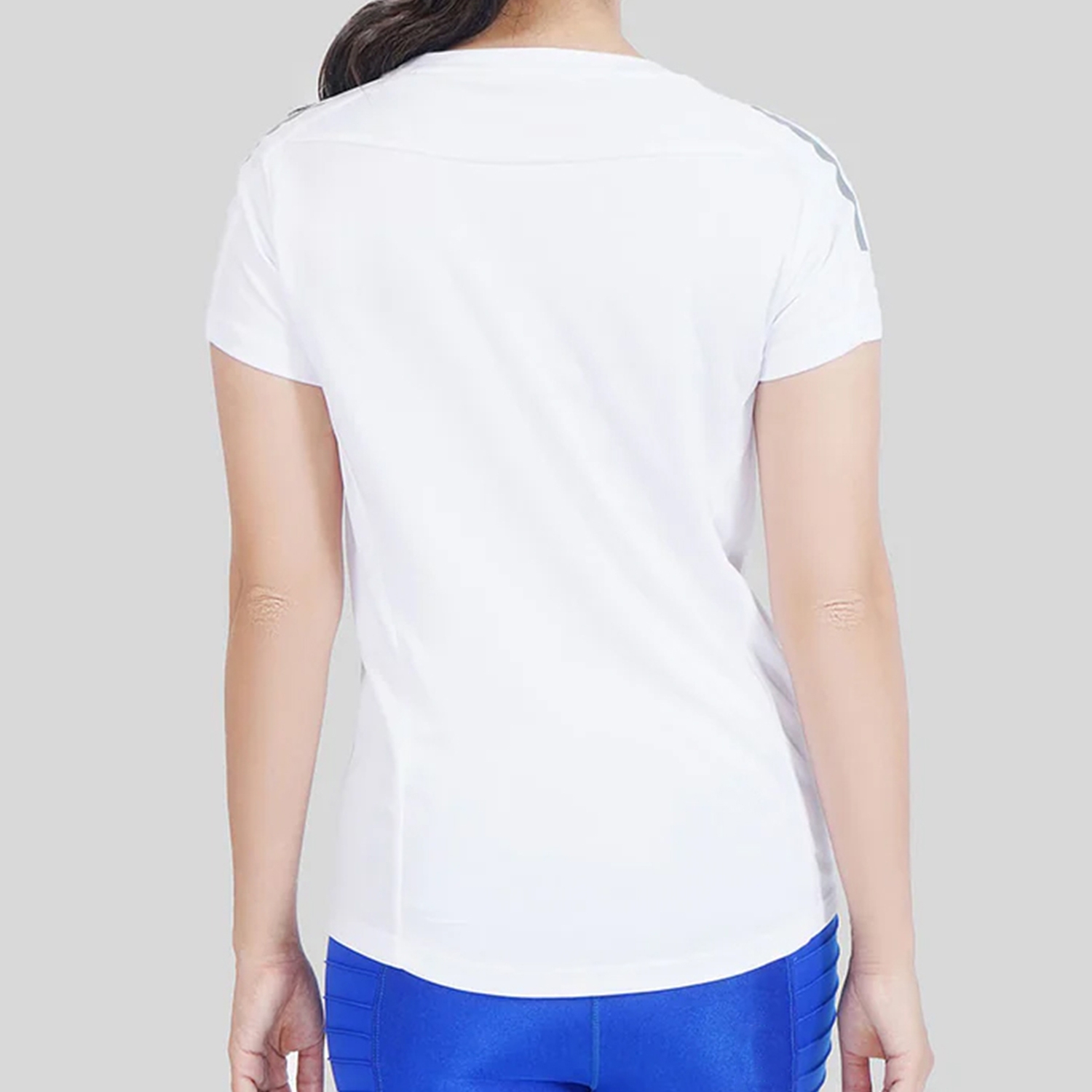 Women Gym Shirt Max Flex White With Grey Shoulder Strips