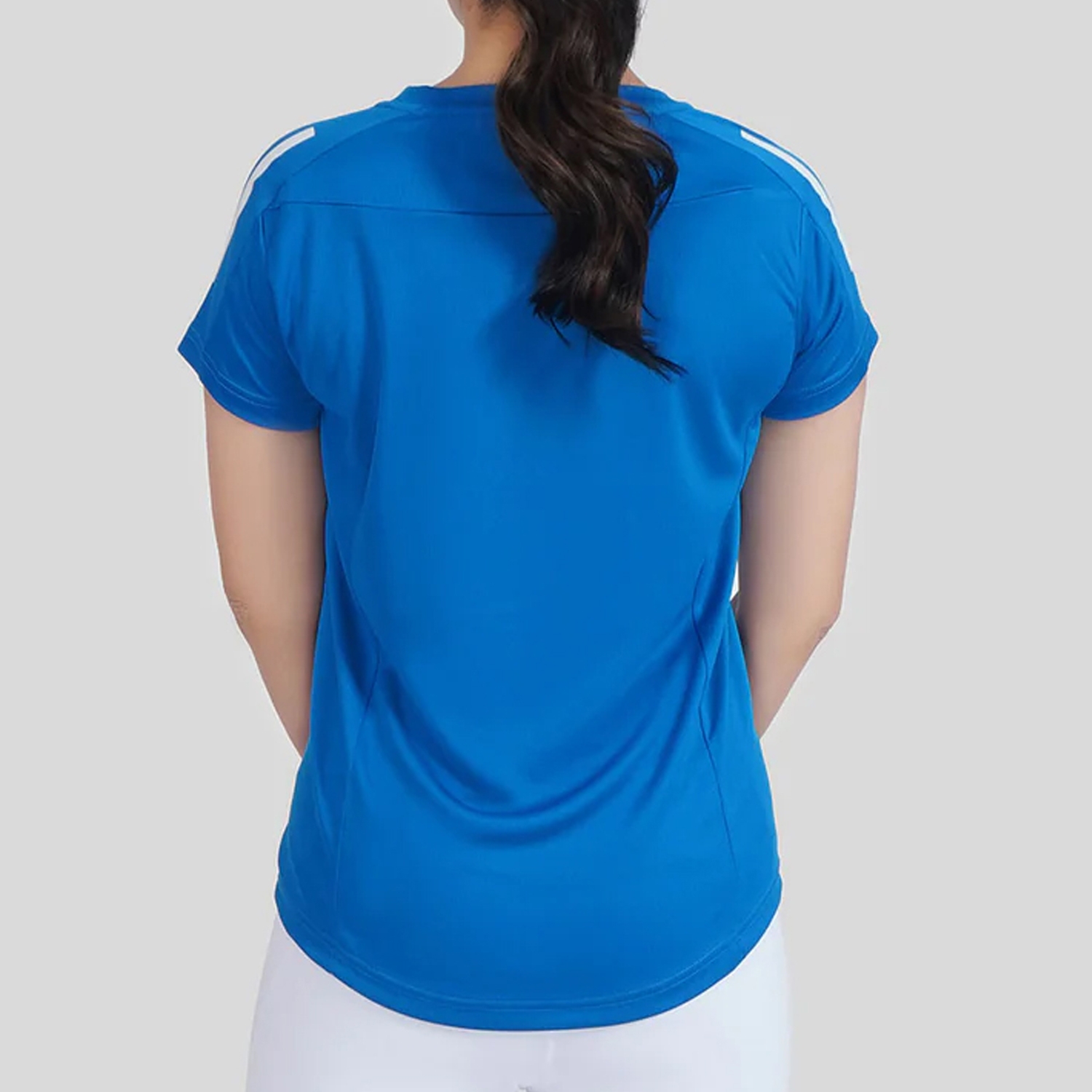 Women Max Flex Gym Shirt Blue Royal Blue With White Shoulder Strips