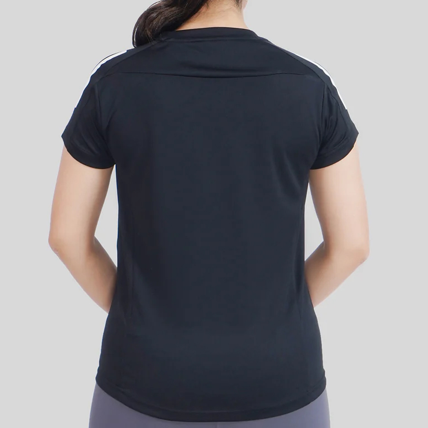 Max Flex Gym Shirt For Women Black With White Shoulder Strips