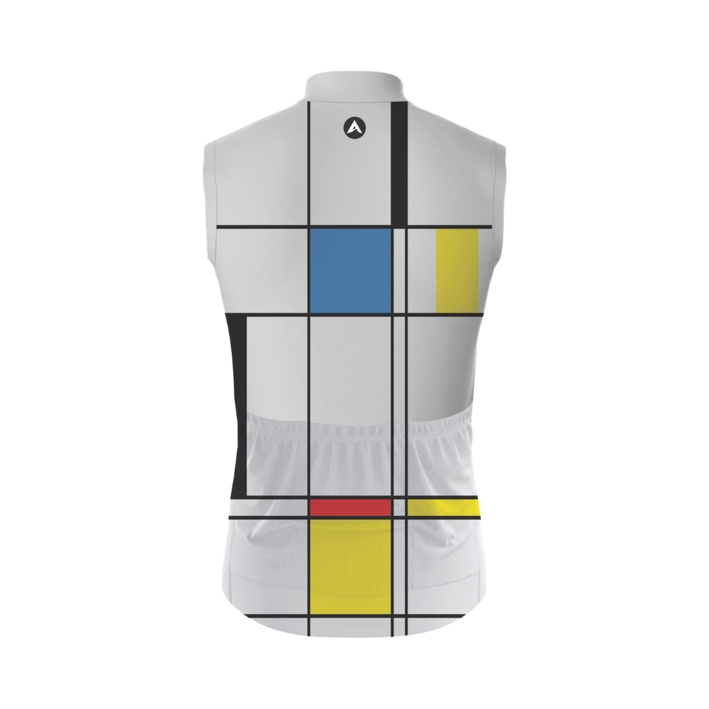 Men Cycling Jersey Sleeveless White With Cubes Design
