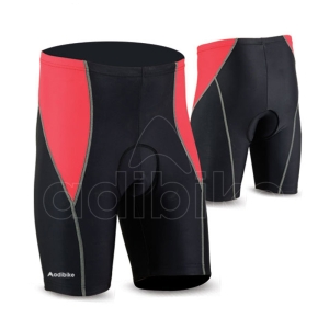 Men Cycling Padded Shorts Black with Red Side Panels and Grey Lining