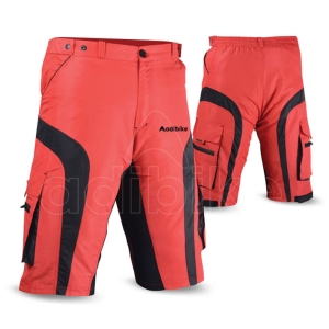 Cycling MTB Shorts Full Red With Black Panels