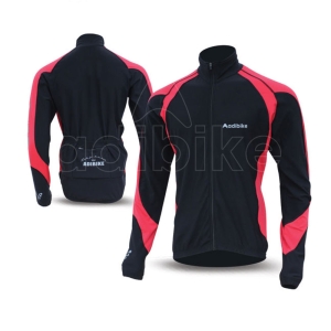 Men Cycling Thermal Jackets Black With Red Side Panels