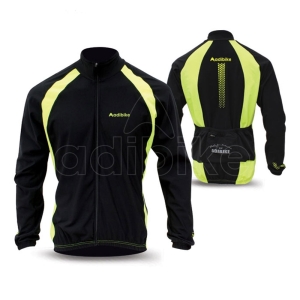 Men Cycling Thermal Jackets Black With Fluorescent Side Panels